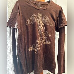 Y2K POP ICON CLOTHING Dark Brown Long Sleeve with Owl Graphic